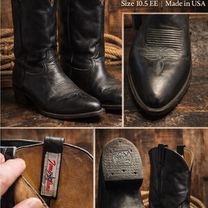 Tony Lama Black Western Boots men 10.5EE square toe
